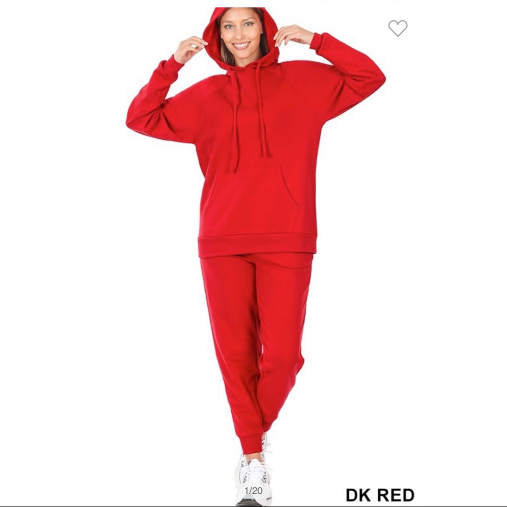 Terry Hoodie & Jogger Set Dark Red